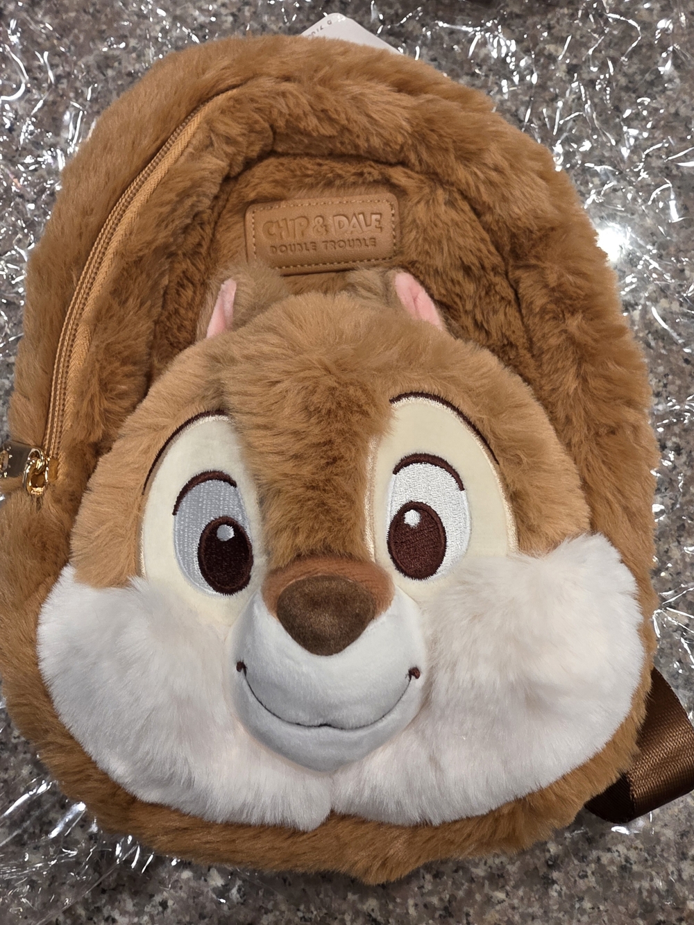 Chip & Dale Plush Faux-Fur Kids Backpack - Brown